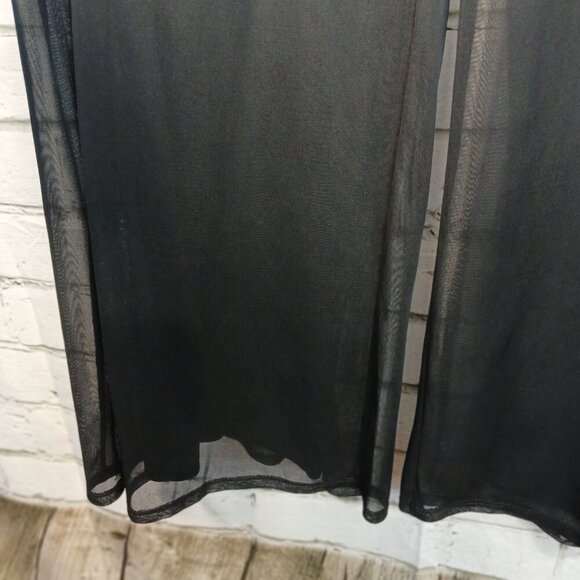 BLACK WIDE LEG POLY PANTS WITH SHEER OVERLAY, BLACK, BY I.N. SAN FRANCISCO XL - Picture 4 of 8